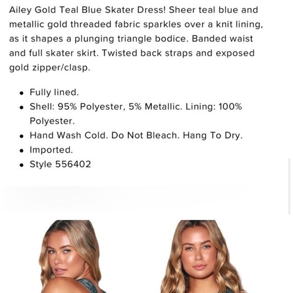 New Lulu’s Ailey Gold Teal Blue Skater Dress Small Party Cocktail - Picture 7 of 16